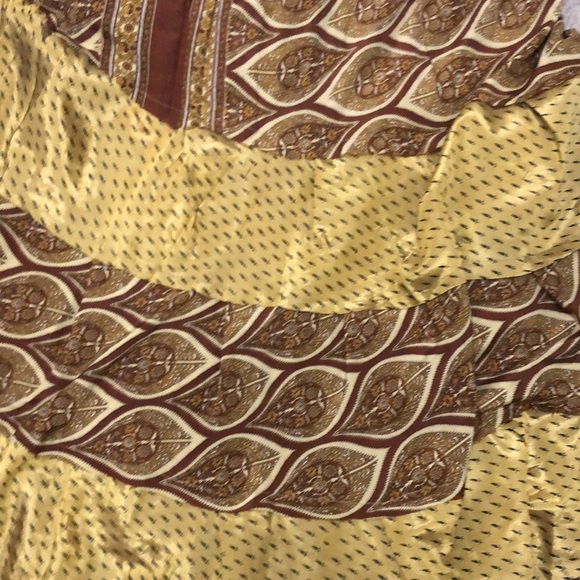 Vintage 100% Silk Tiered Gold Brown Maxi Skirt - Picture 8 of 11